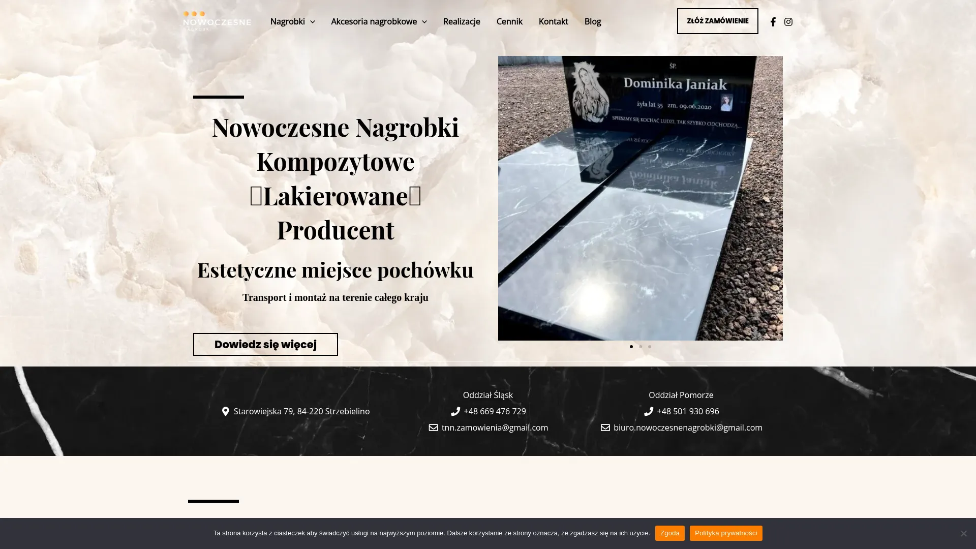 Screenshot of nowoczesnenagrobki.eu