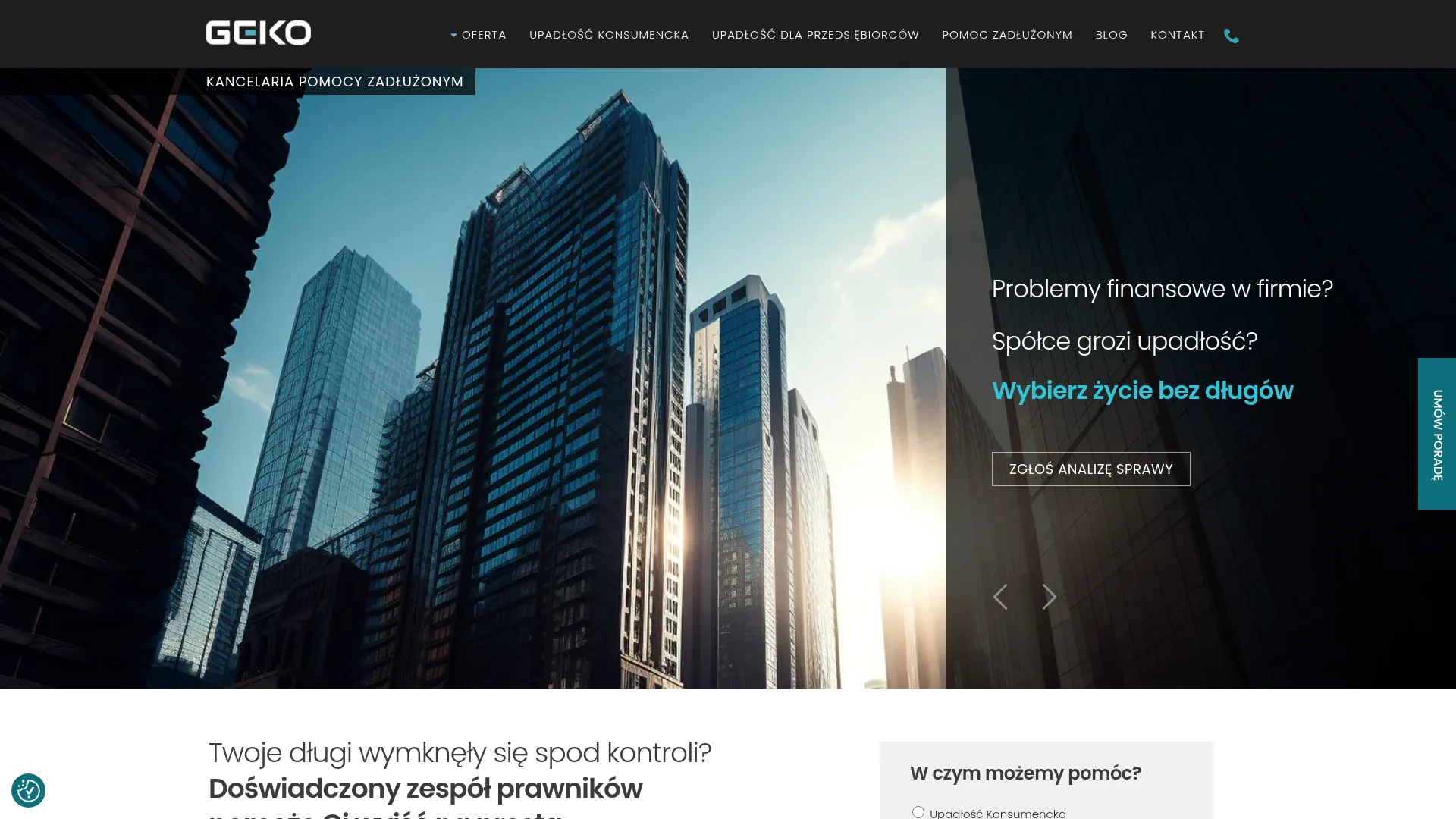 Screenshot of www.geko-upadlosc.pl