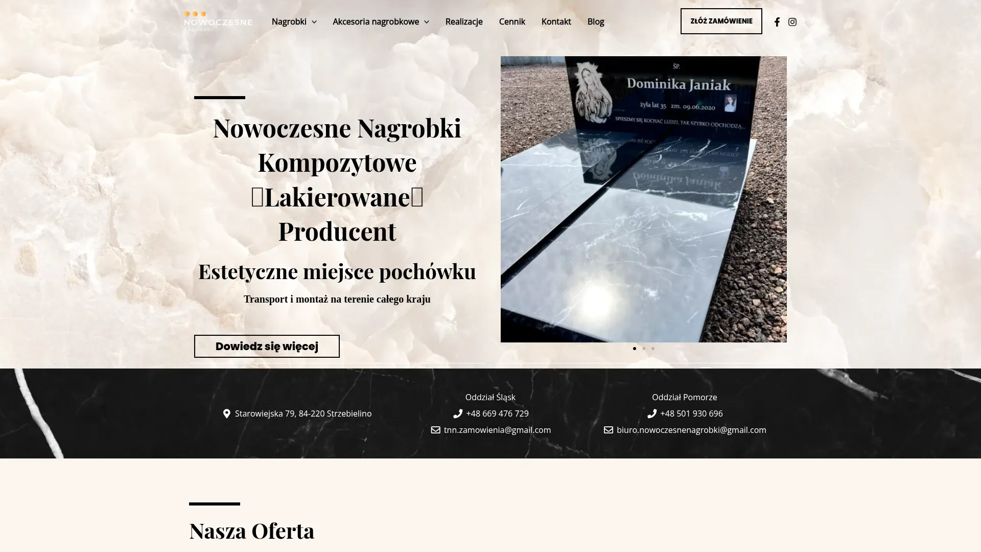 Screenshot of nowoczesnenagrobki.eu
